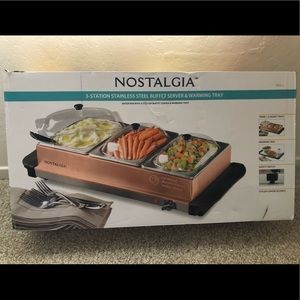Nostalgia 3-station Stainless Steel Buffet Server